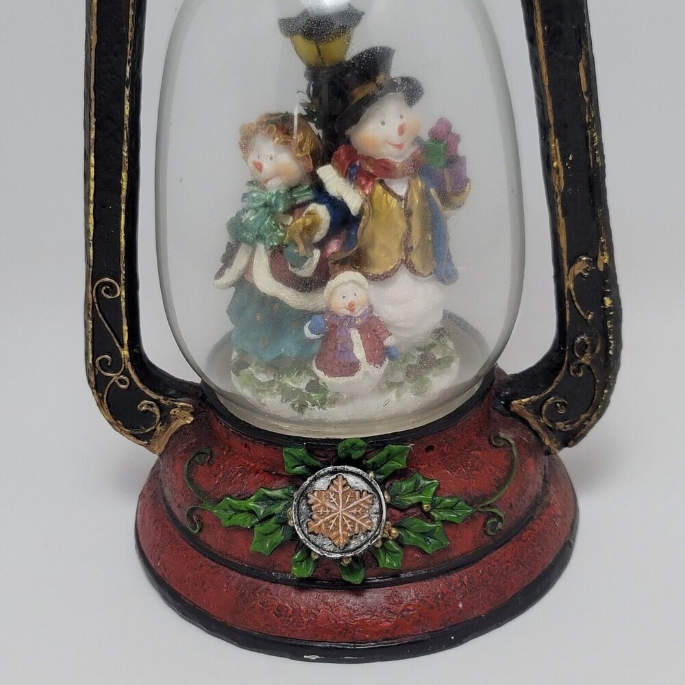 Vintage Resin Snowman Snow Family Christmas Decoration Lantern 11 Inches - Picture 3 of 12